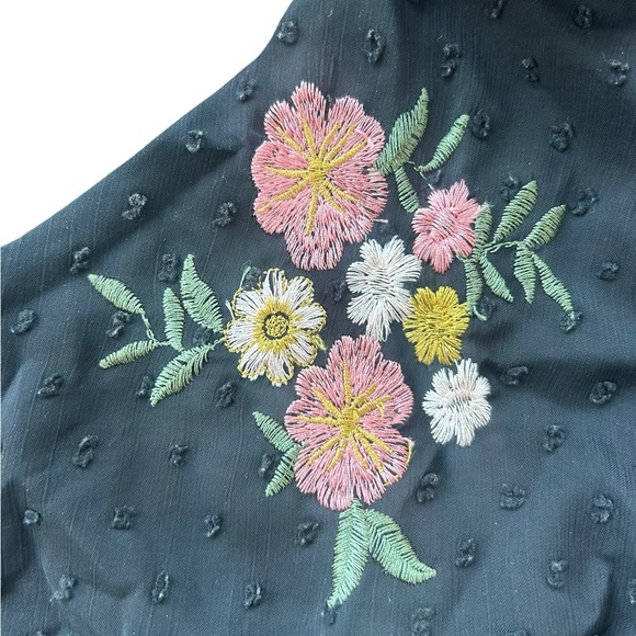 Majorelle Aileen Top in Black Dot Floral Off Shoulder Embroidered size Medium - Picture 7 of 9